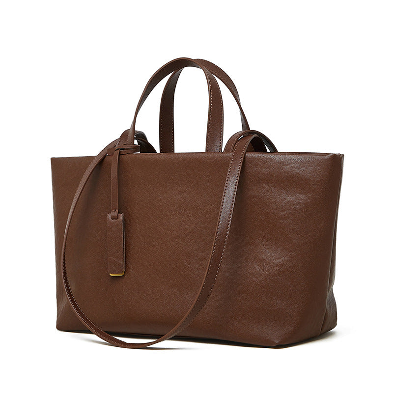 Women Solid Fashion Leather Shoulder Tote Bag-RAIIFY