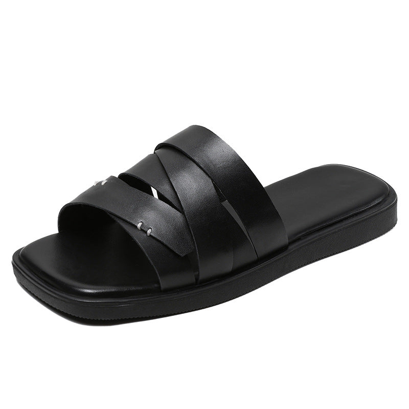 Women Soft Leather Retro Summer Casual Slides Sandals-RAIIFY