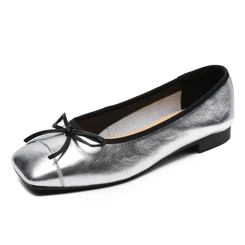 Women Retro Minimalist Leather Soft Flats-RAIIFY