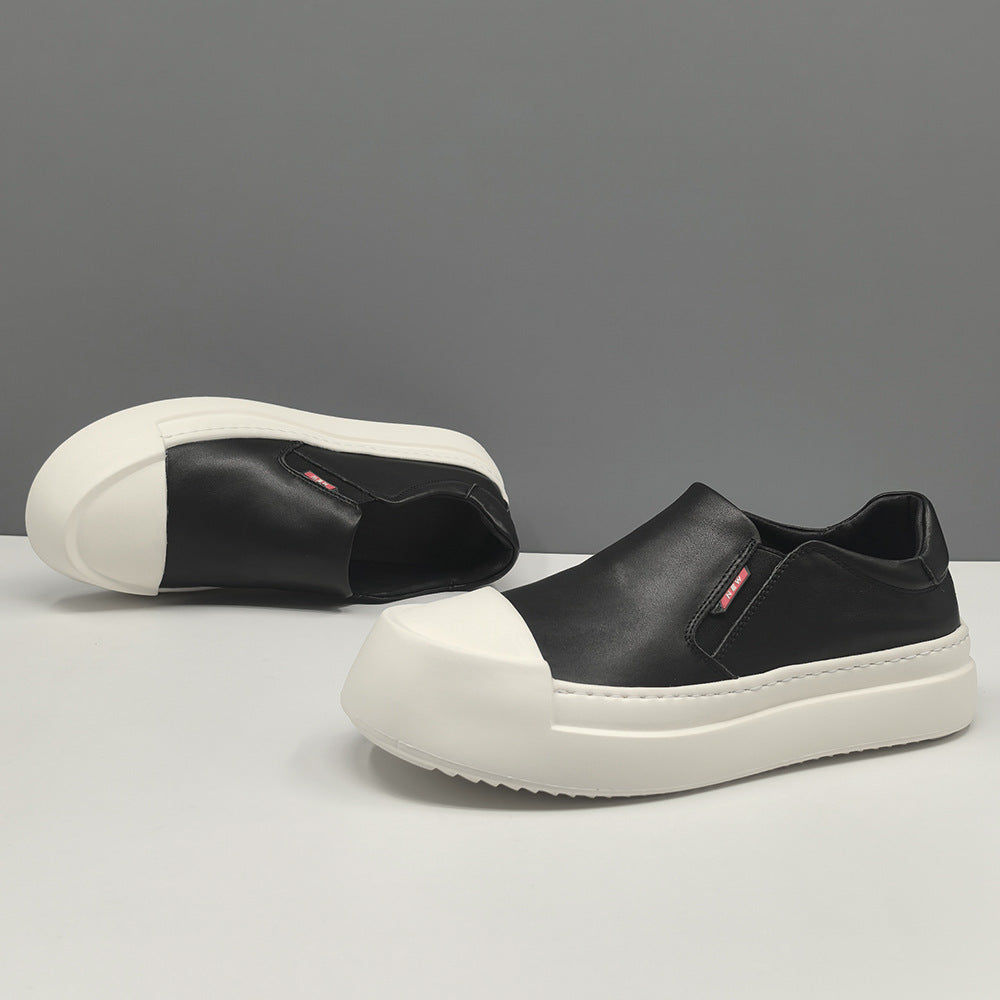 Men Minimalism Leather Low Top Slip-on Casual Shoes-RAIIFY