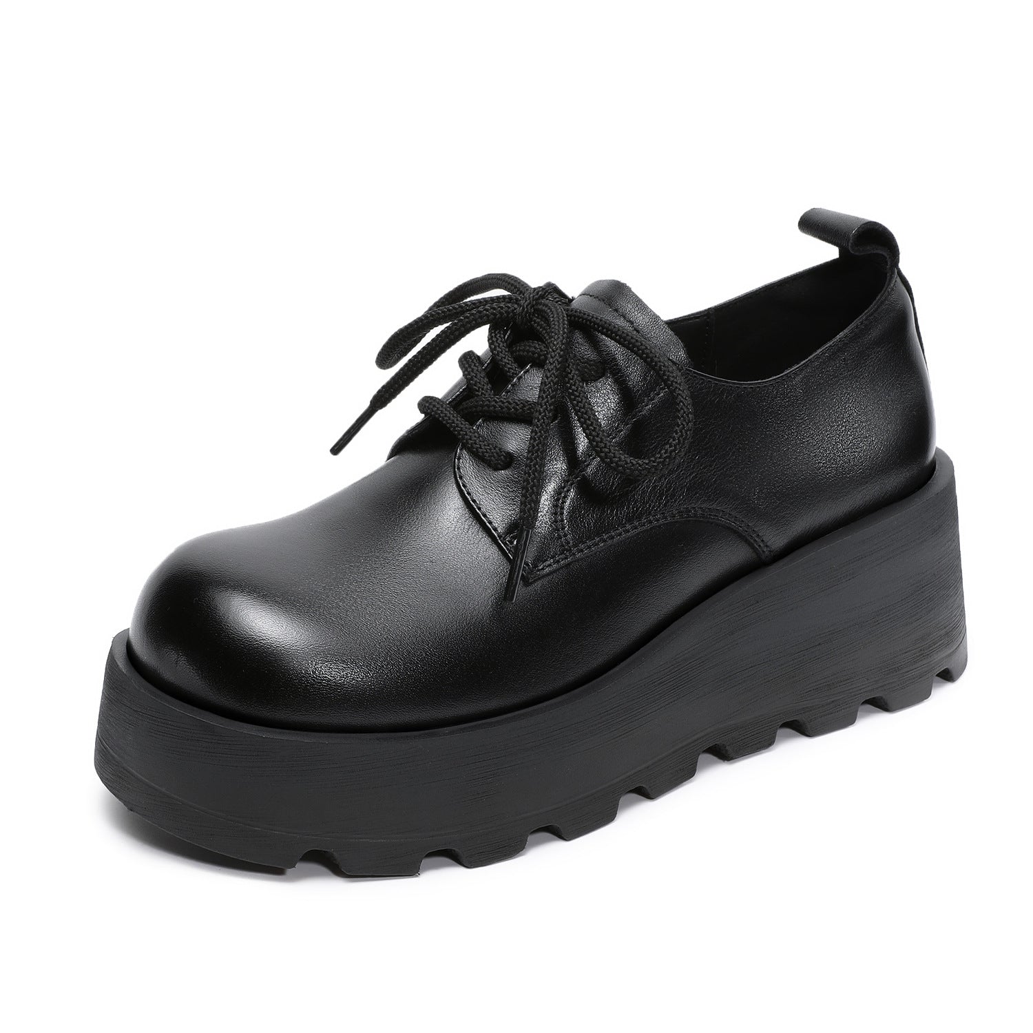 Women's Vintage Leather Platform Lug Sole Casual Shoes-RAIIFY