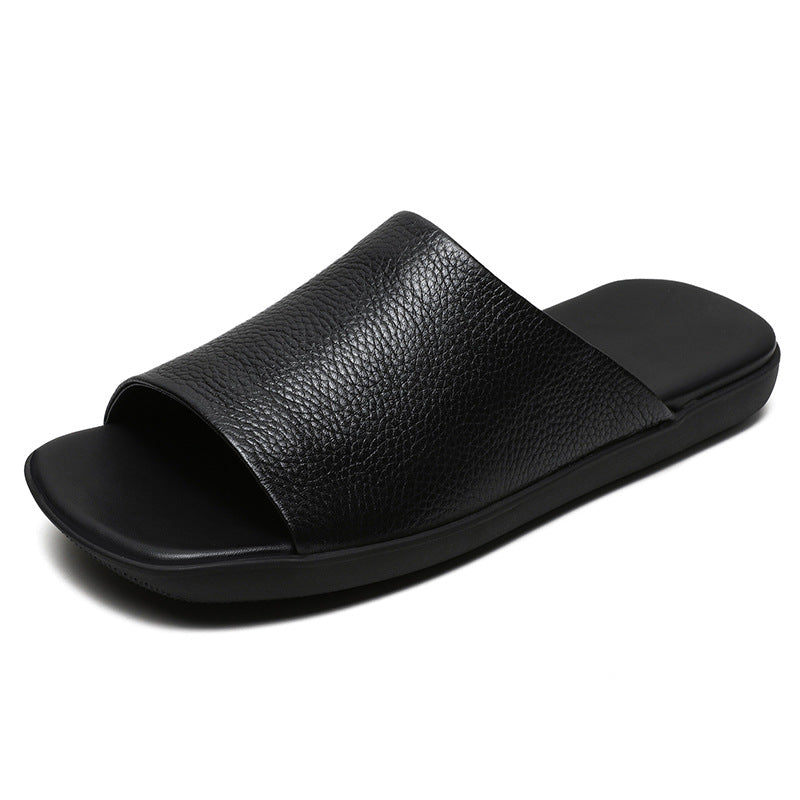 Women Retro Leather Flat Soft Casual Slides-RAIIFY