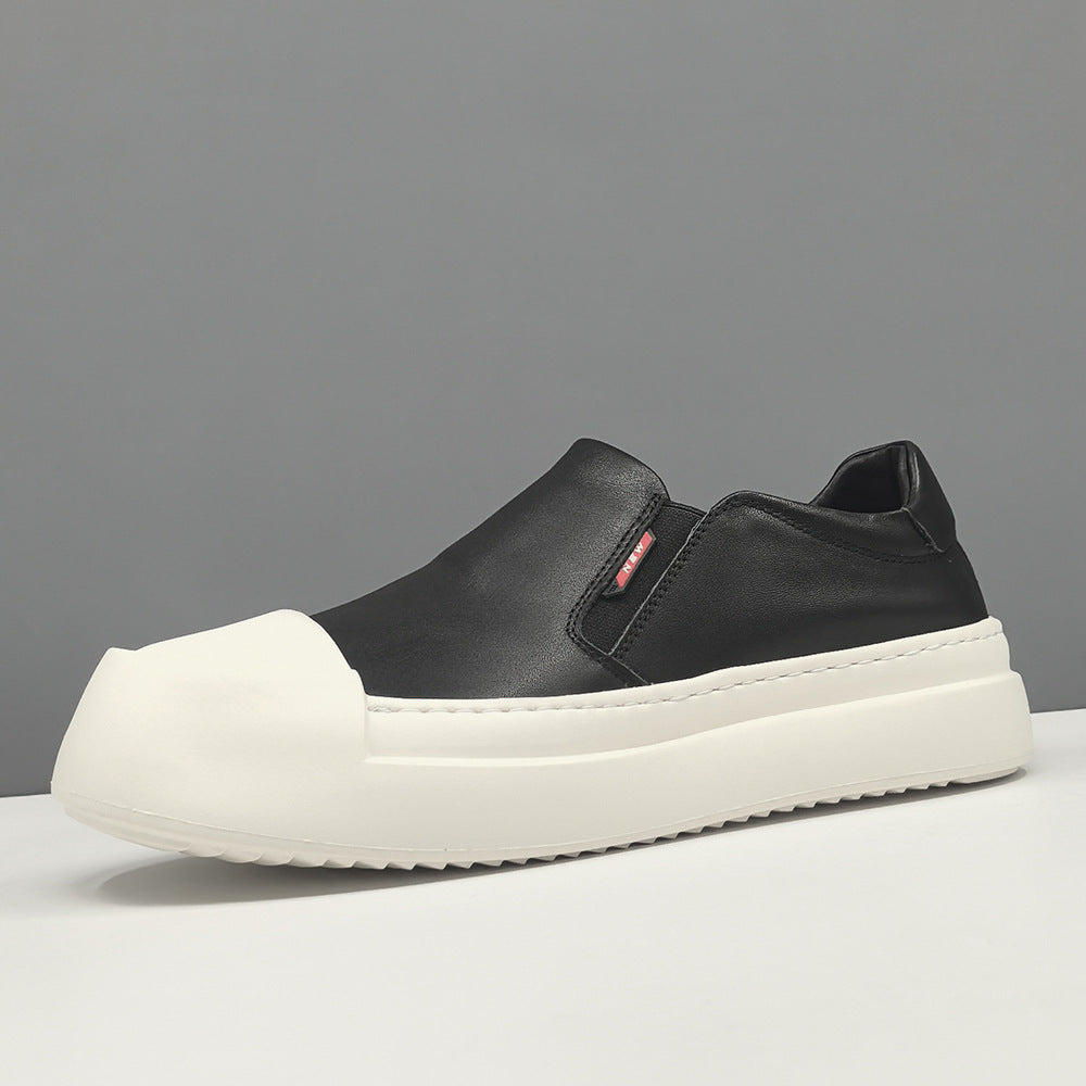 Men Minimalism Leather Low Top Slip-on Casual Shoes-RAIIFY