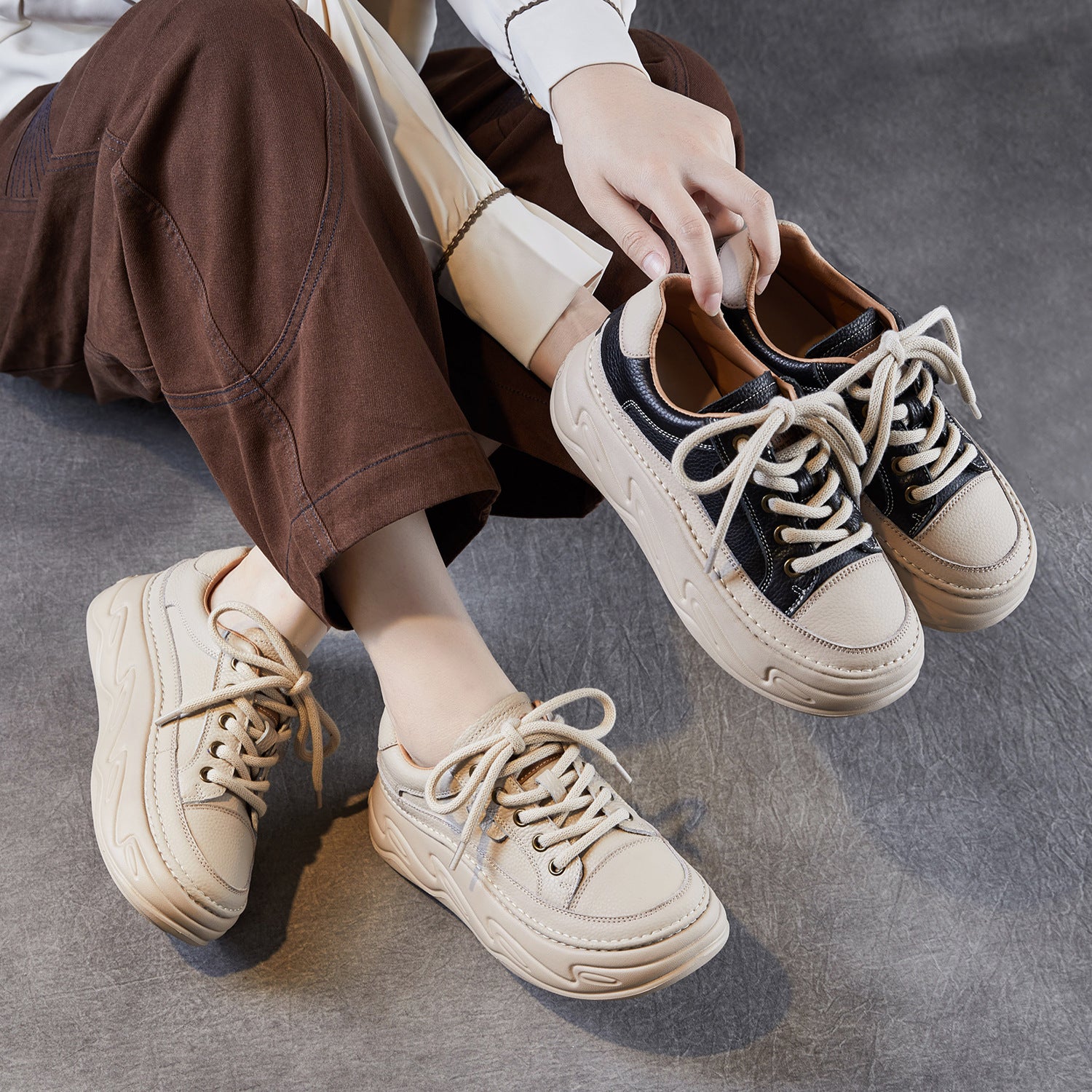 Women's Fashion Quilted Leather Casual Platform Sneakers-RAIIFY