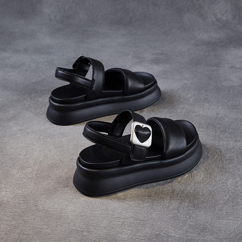 Women's Leather Summer Thick Soled Casual Sandals-RAIIFY