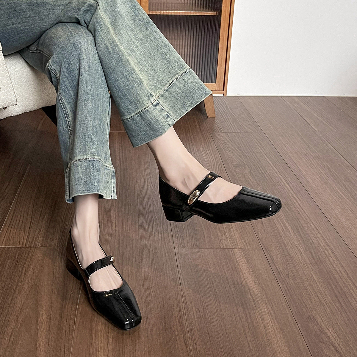 Women's Comfortable Buckle Strap Chunky Heel Mary Janes-RAIIFY