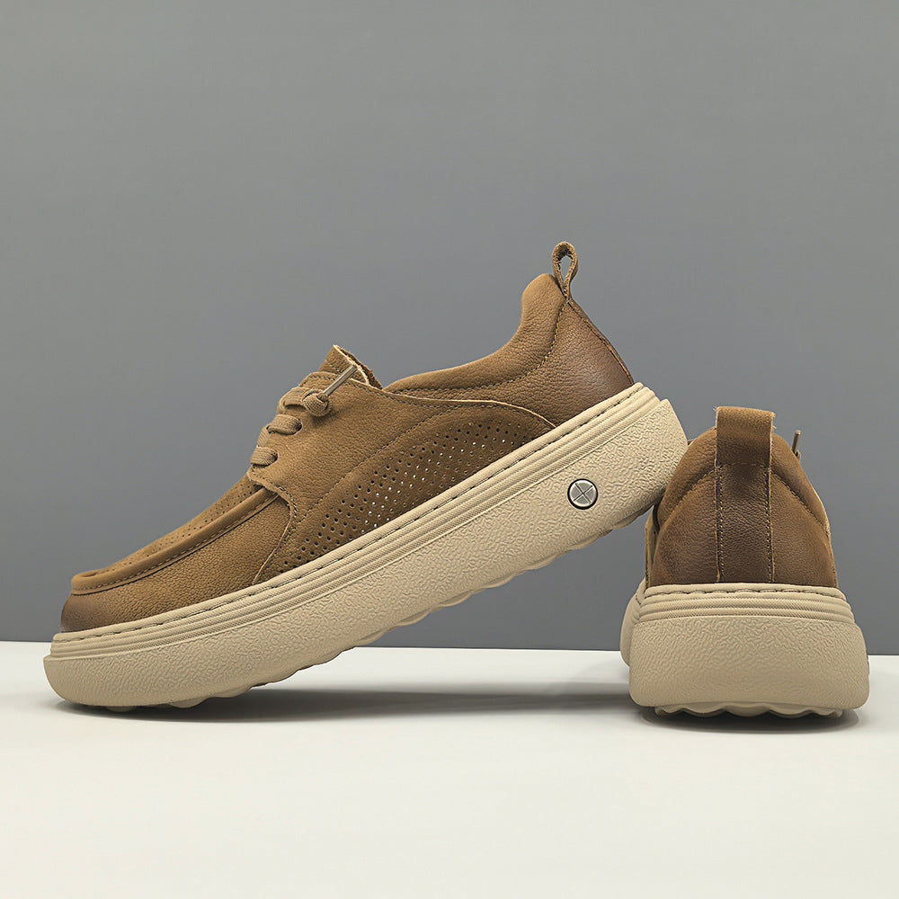 Men Minimalism Plain Breathable Leather Casual Shoes-RAIIFY