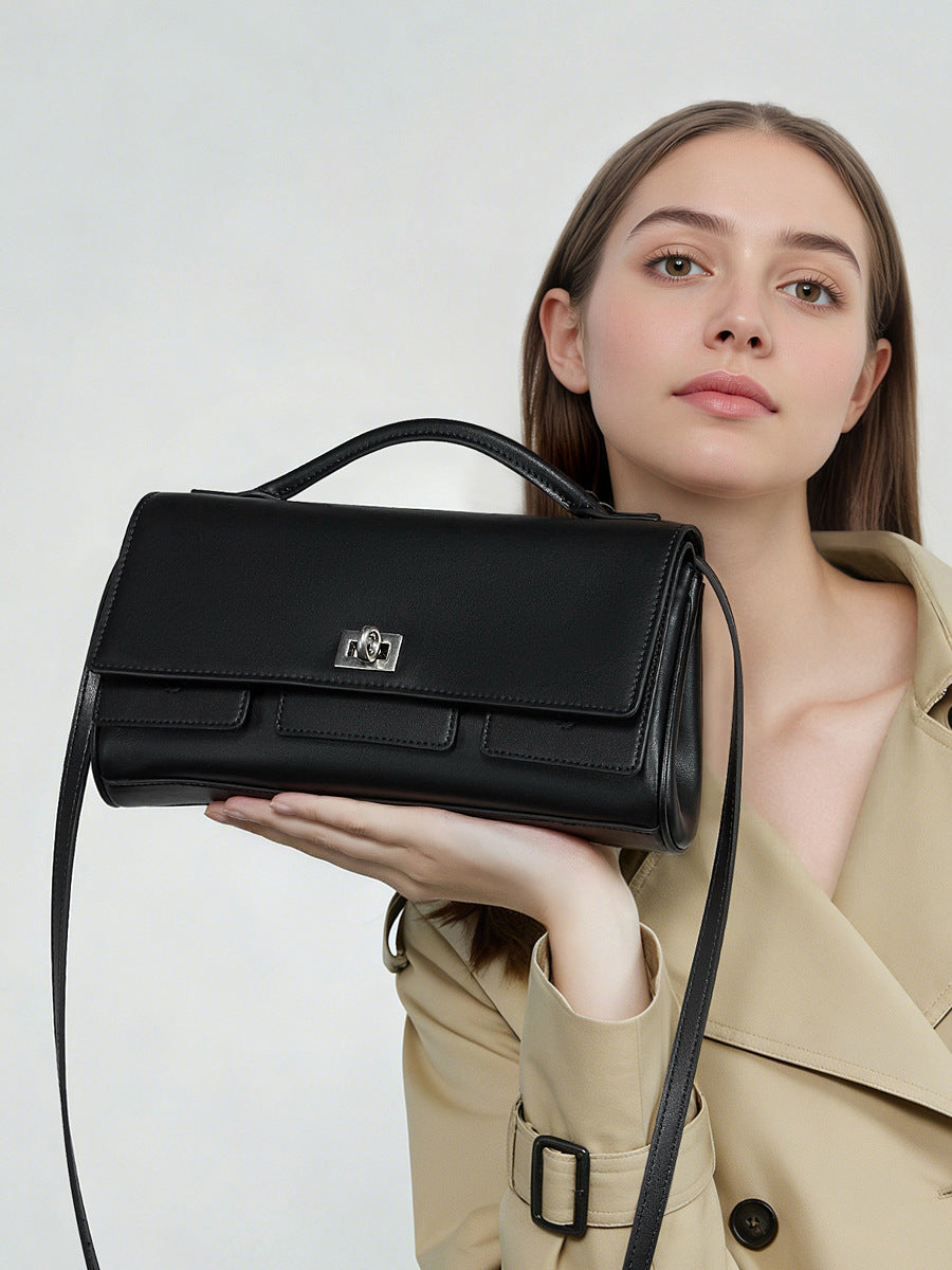 Women's Leather Small Square Handbag Shoulder Crossbody Bag-RAIIFY