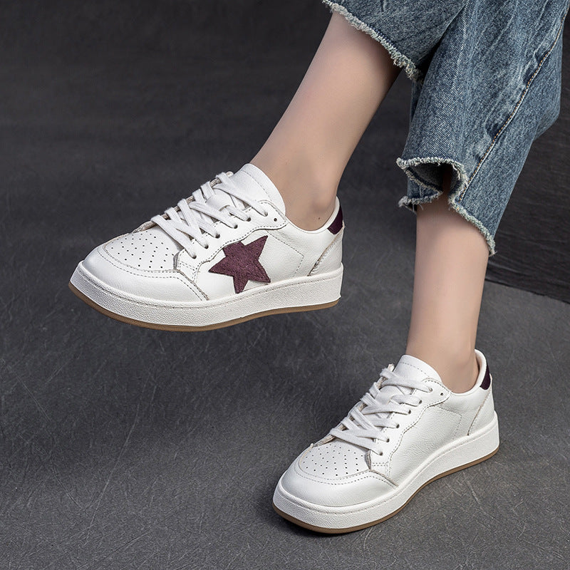 Women Fashion Leather Breathable Casual Skate Sneakers-RAIIFY