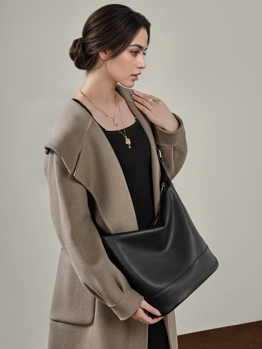 Women's Top-Grain Leather Large Capacity Bucket Bag-RAIIFY