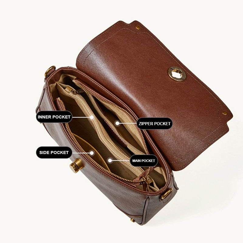 Women's Fashion Leather Small Square Shoulder Crossbody Bag-RAIIFY