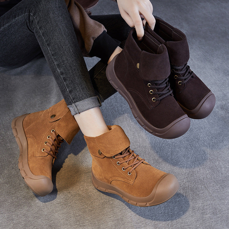 Women Solid Suede Casual Ankle Boots-RAIIFY