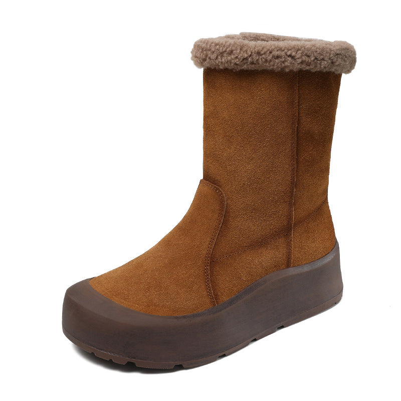 Women's Winter Suede Furred Thick Soled Snow Boots-RAIIFY