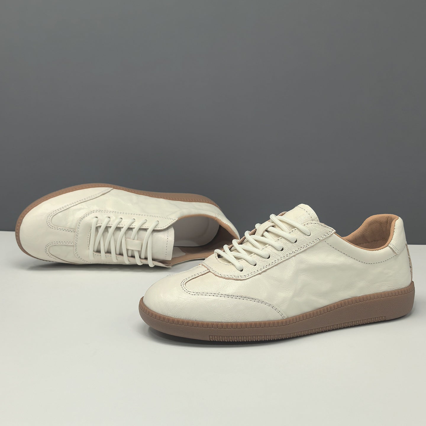 Men's Genuine Leather Breathable Lace Up Retro Casual Shoes-RAIIFY