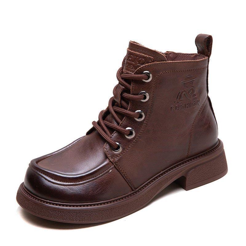 Women Retro Classic Leather Ankle Boots-RAIIFY