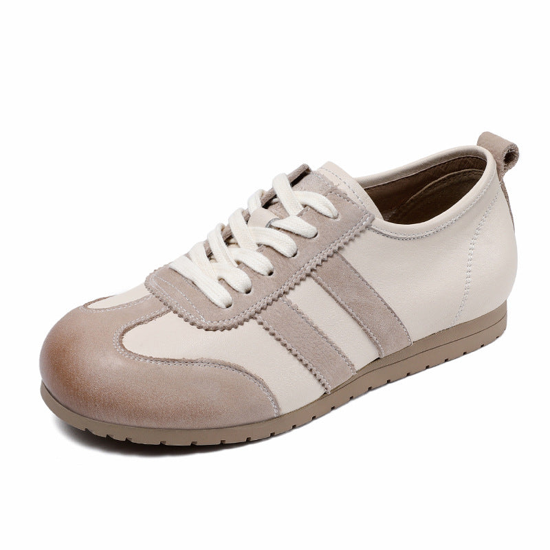 Women Soft Leather Training Flat Casual Shoes-RAIIFY