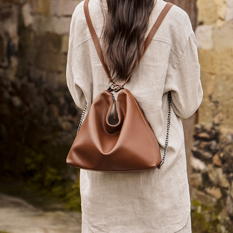 Women's Fashion Plain Soft Leather Tote Bag-RAIIFY