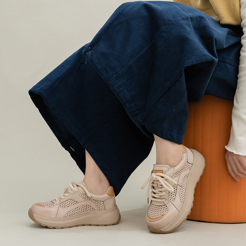 Women's Comfort Leather Hollow Breathable Casual Shoes-RAIIFY