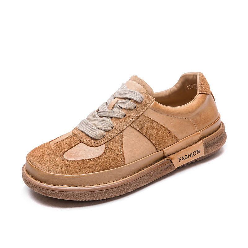 Women Retro Leather Flat Casual Training Shoes-RAIIFY