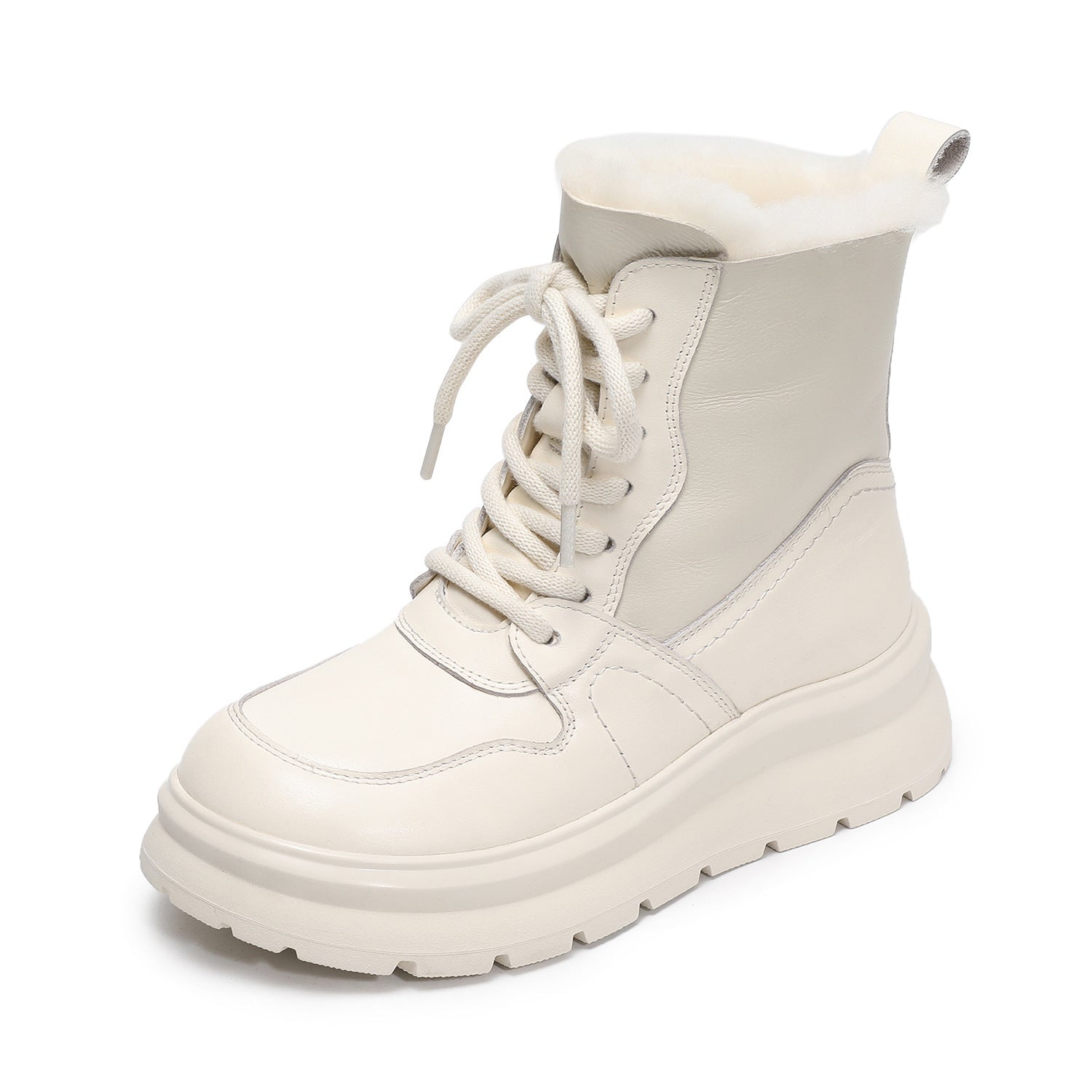 Women's Minimalist Leather Lace-up Snow Boots-RAIIFY