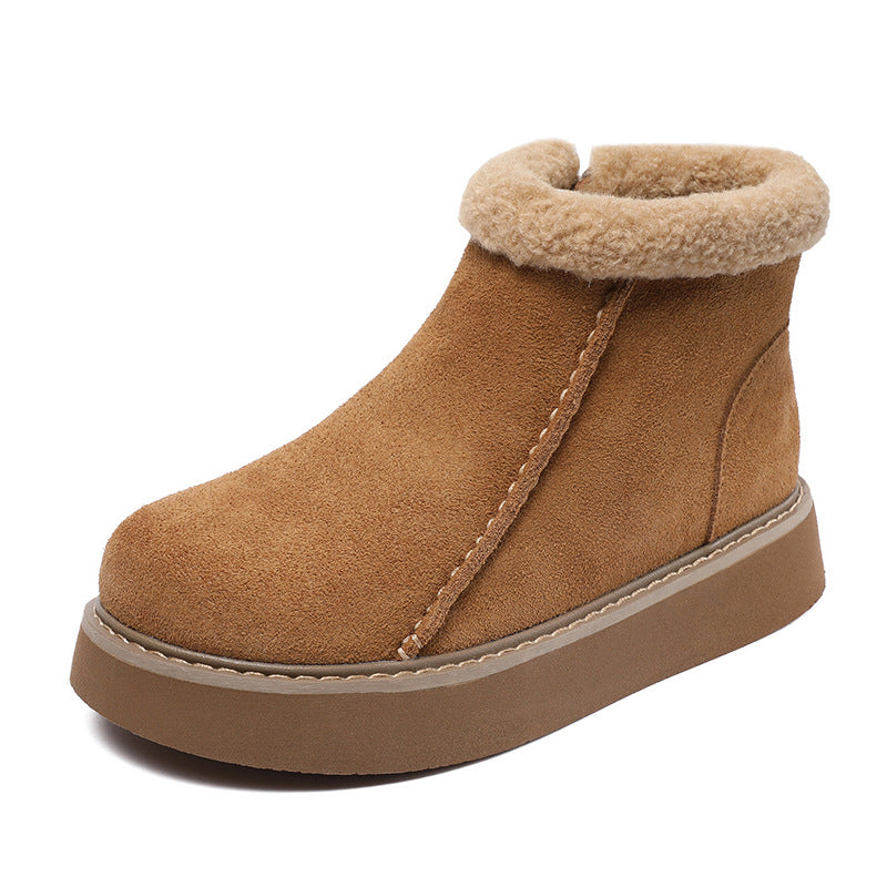 Women Vintage Suede Winter Fleece Ankle Boots-RAIIFY