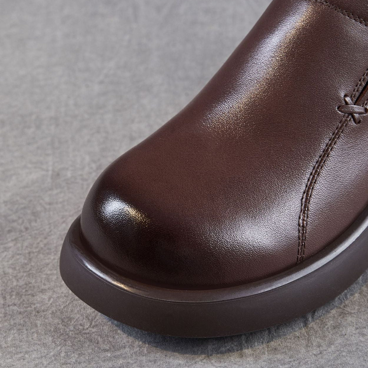 Women's Minimalist Plain Leather Thick Soled Loafers-RAIIFY