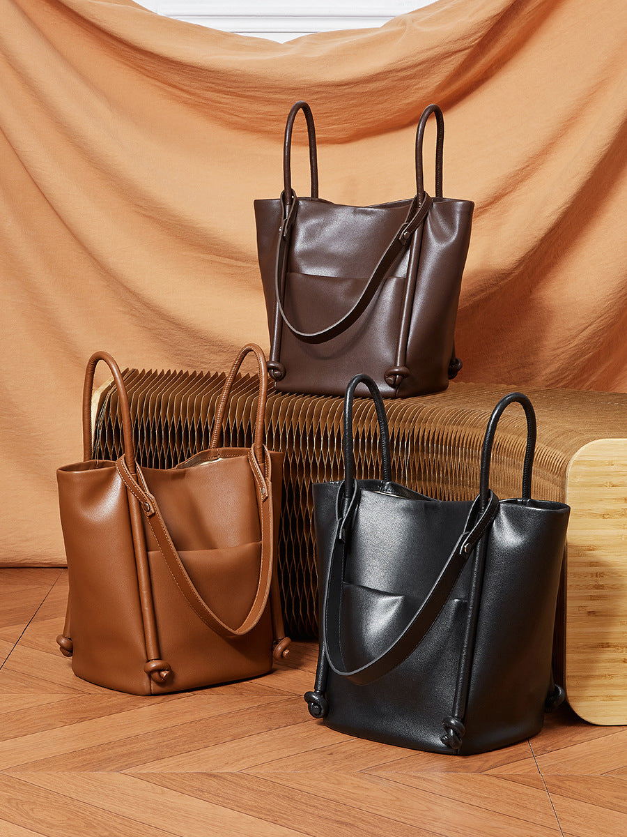 Women’s Vintage Genuine Leather Casual Bucket Bag-RAIIFY