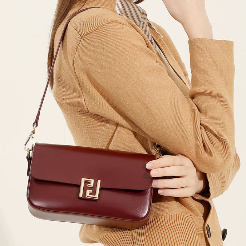 Women Fashion Minimalism Leather Shoulder Bag-RAIIFY