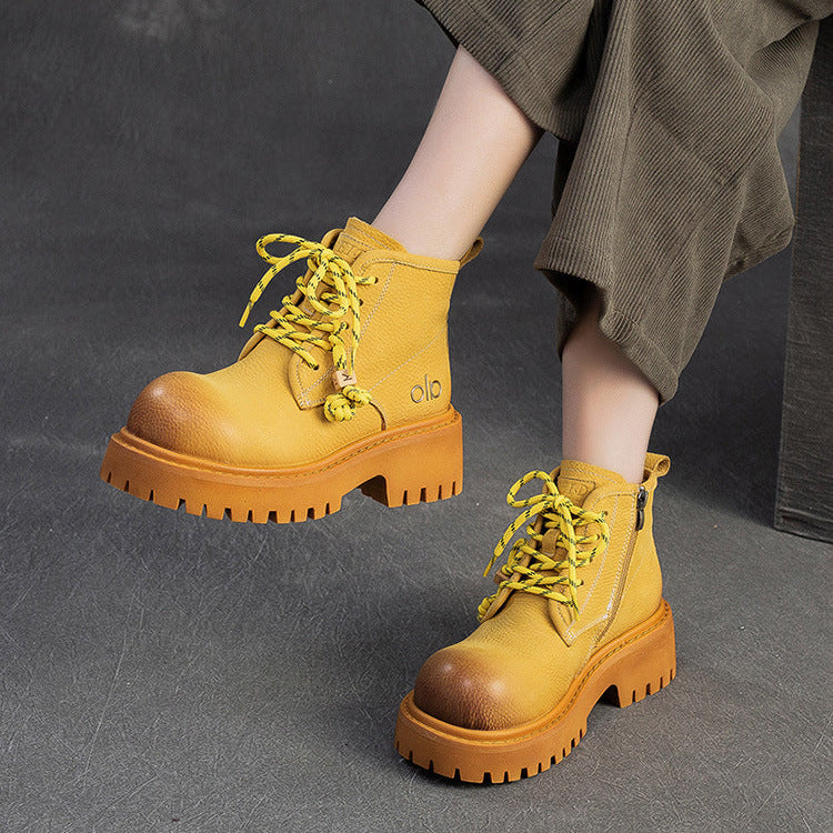 Women's Retro Quilted Leather Winter Furred Snow Boots