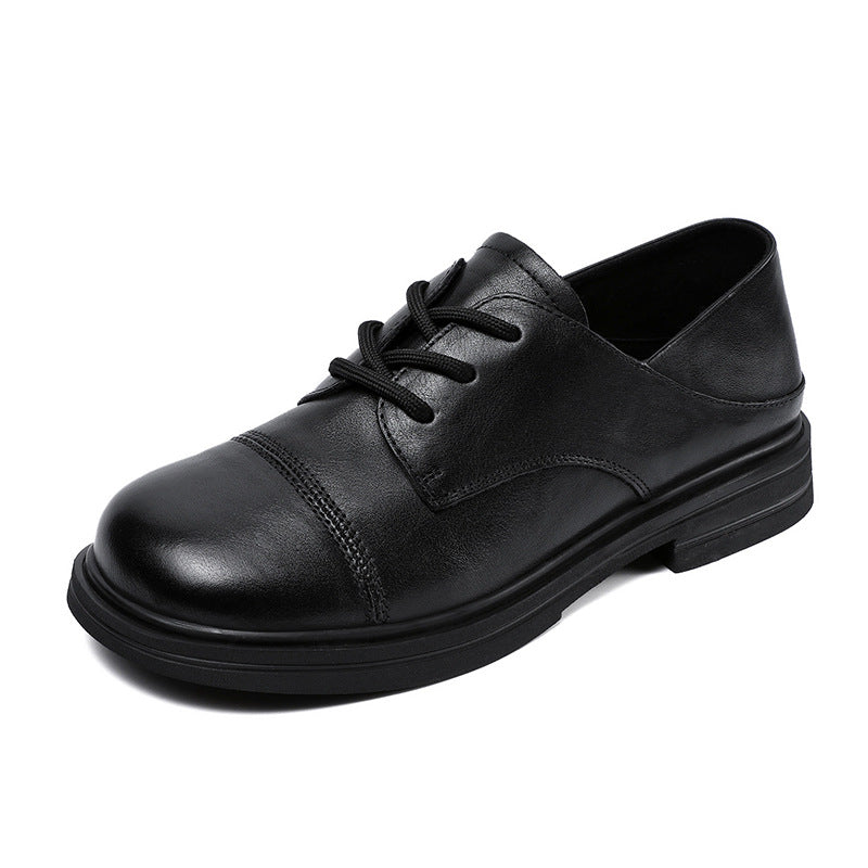 Women Retro Solid Soft Leather Casual Work Shoes-RAIIFY