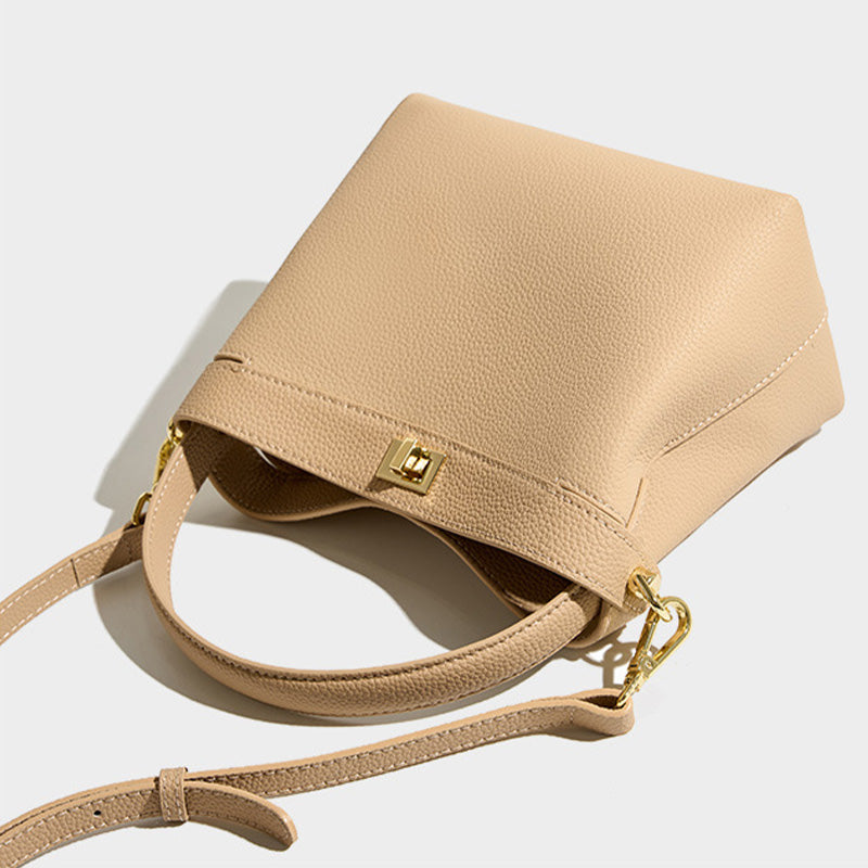 Women Minimalist Fashion Leather Bucket Bag-RAIIFY