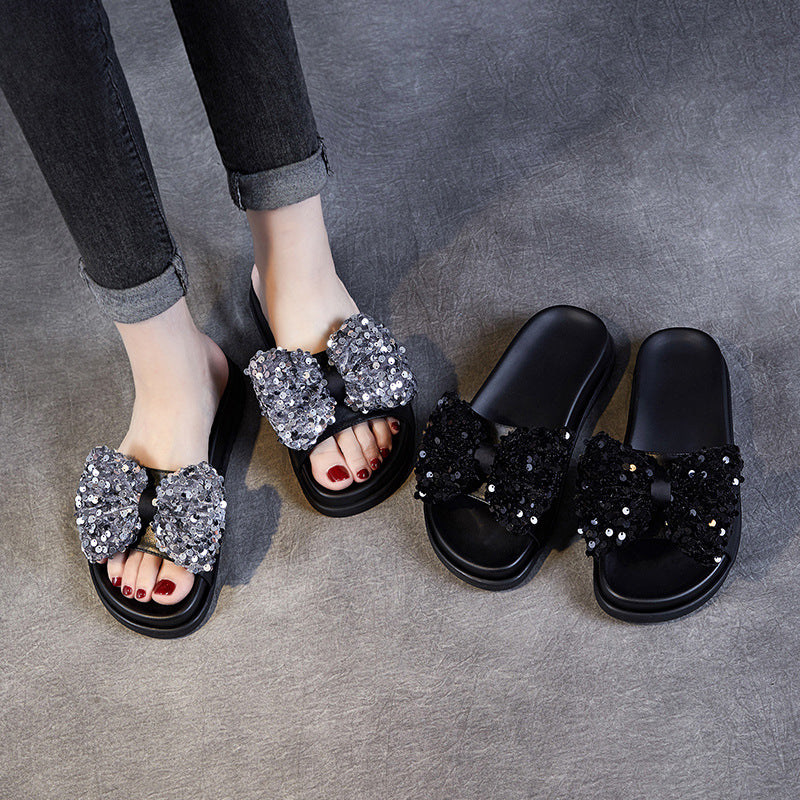 Women Summer Fashion Crystal Bowknot Slides-RAIIFY