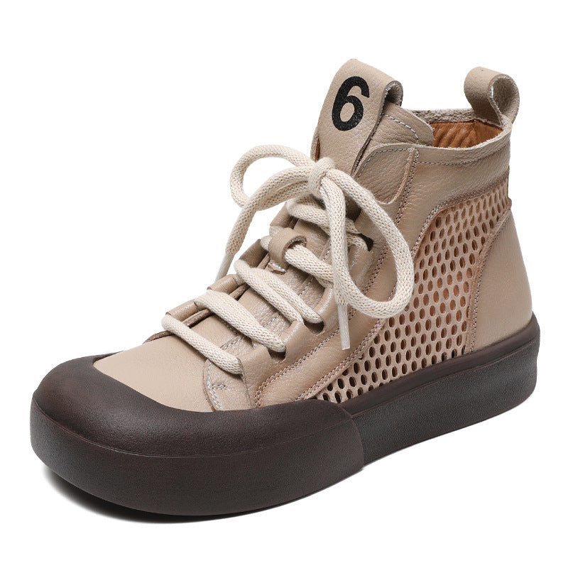 Women Summer Leather Breathable Mesh Casual Boots-RAIIFY