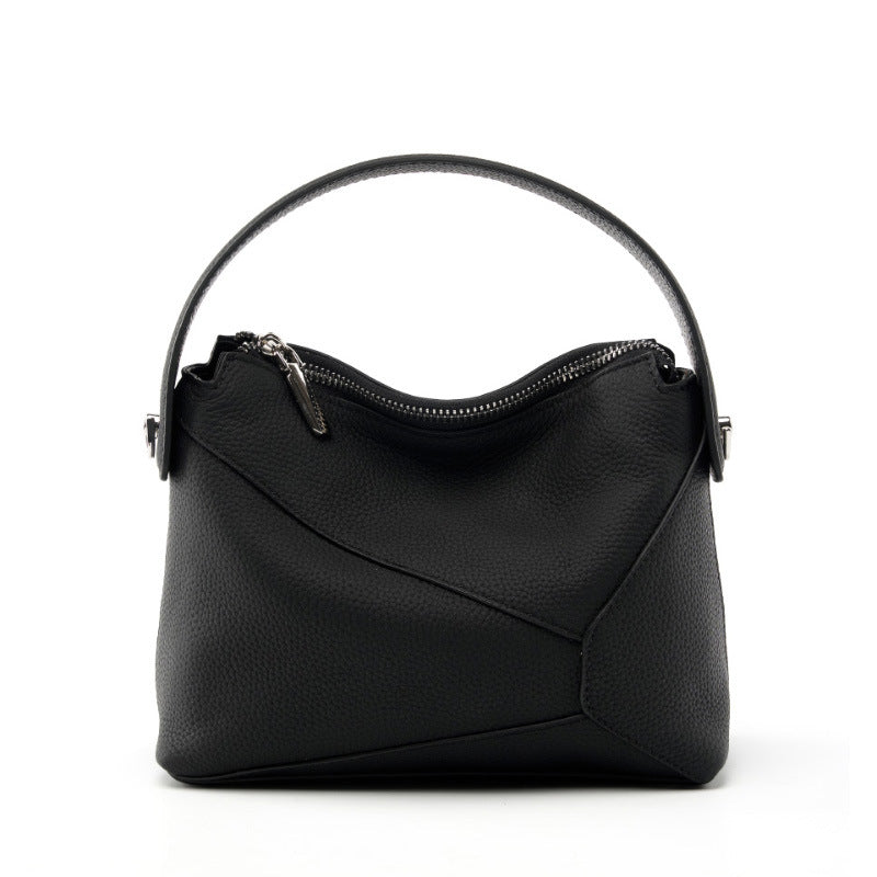 Women's Fashion Plain Leather Geometric Hobo Bag-RAIIFY