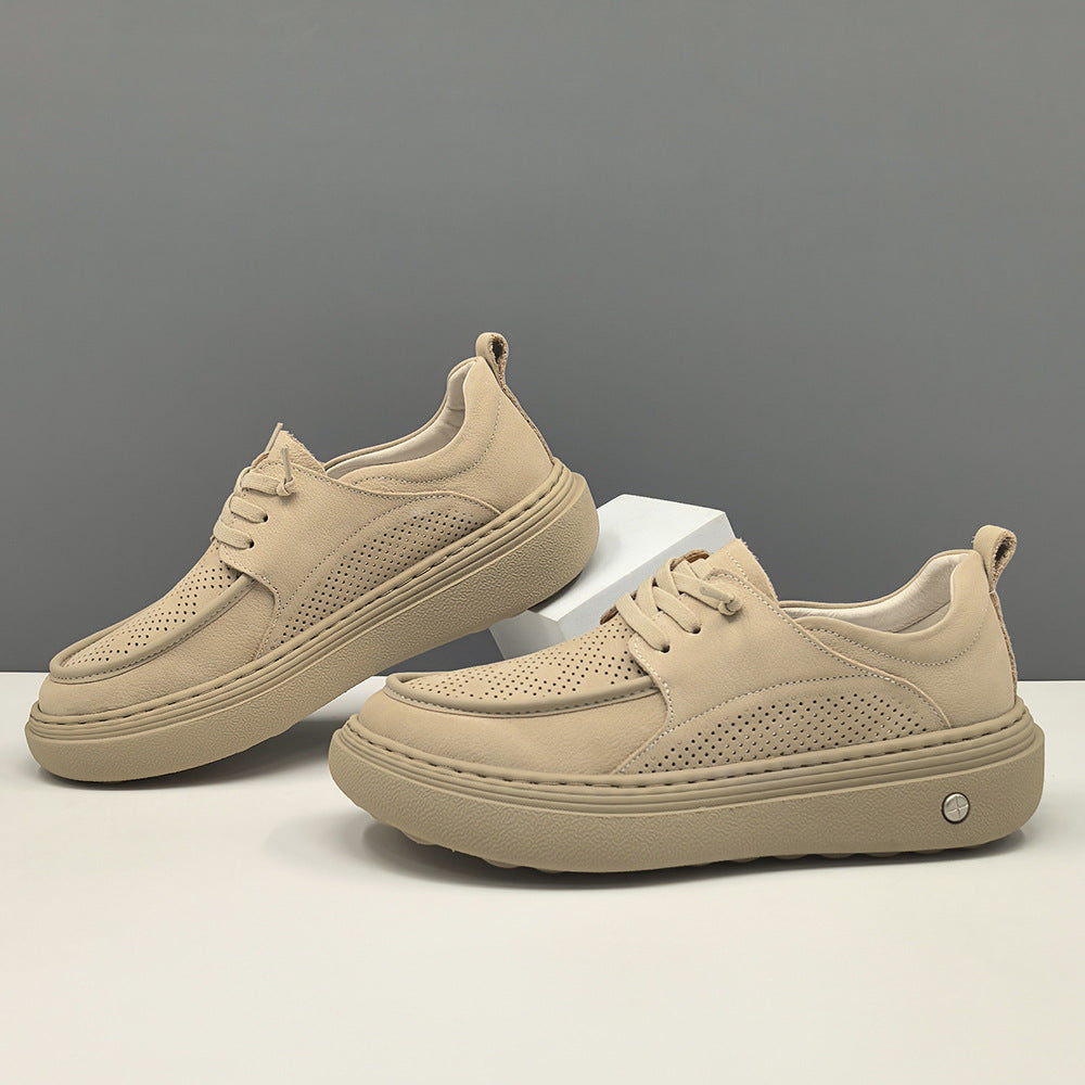 Men Minimalism Plain Breathable Leather Casual Shoes-RAIIFY