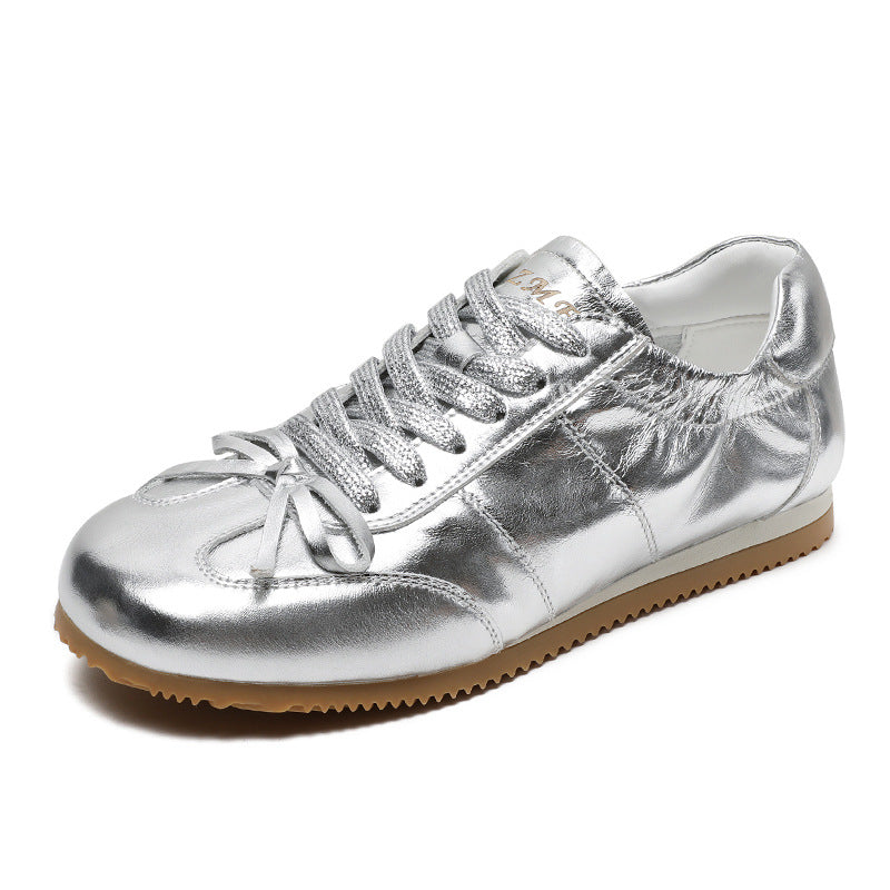 Women Minimalism Glossy Leather Casual Training Shoes-RAIIFY