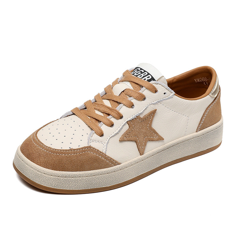 Women Stylish Leather Flat Casual Skate Shoes-RAIIFY