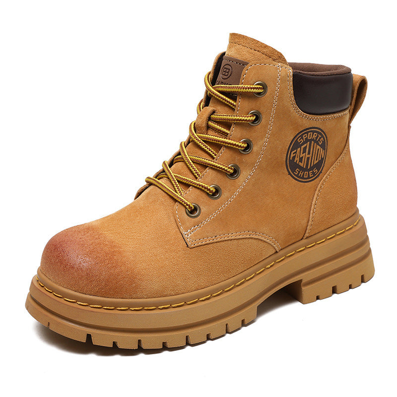 Women Retro Classic Leather Hiking Work Boots-RAIIFY