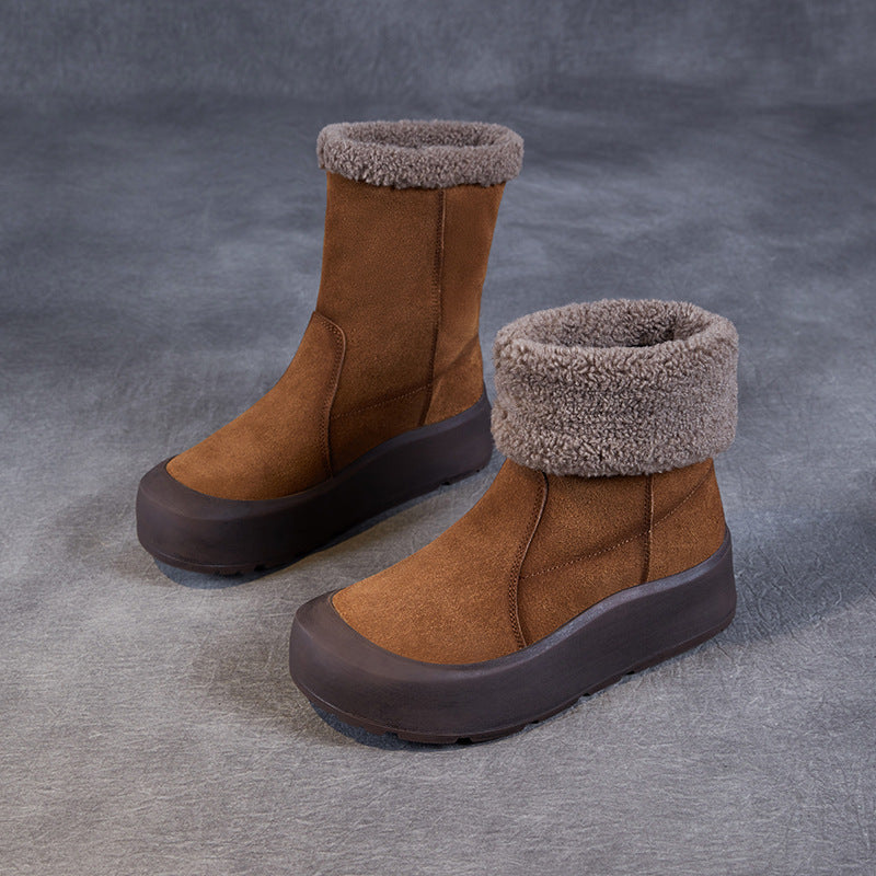 Women's Winter Suede Furred Thick Soled Snow Boots-RAIIFY