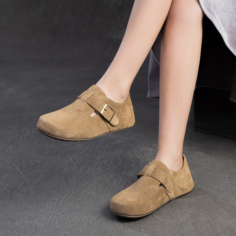 Women Retro Suede Casual Soft Flat Shoes-RAIIFY