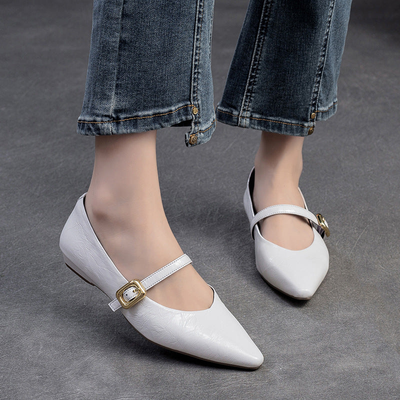 Women Leather Fashion Pointed Toe Casual Dress Shoes-RAIIFY