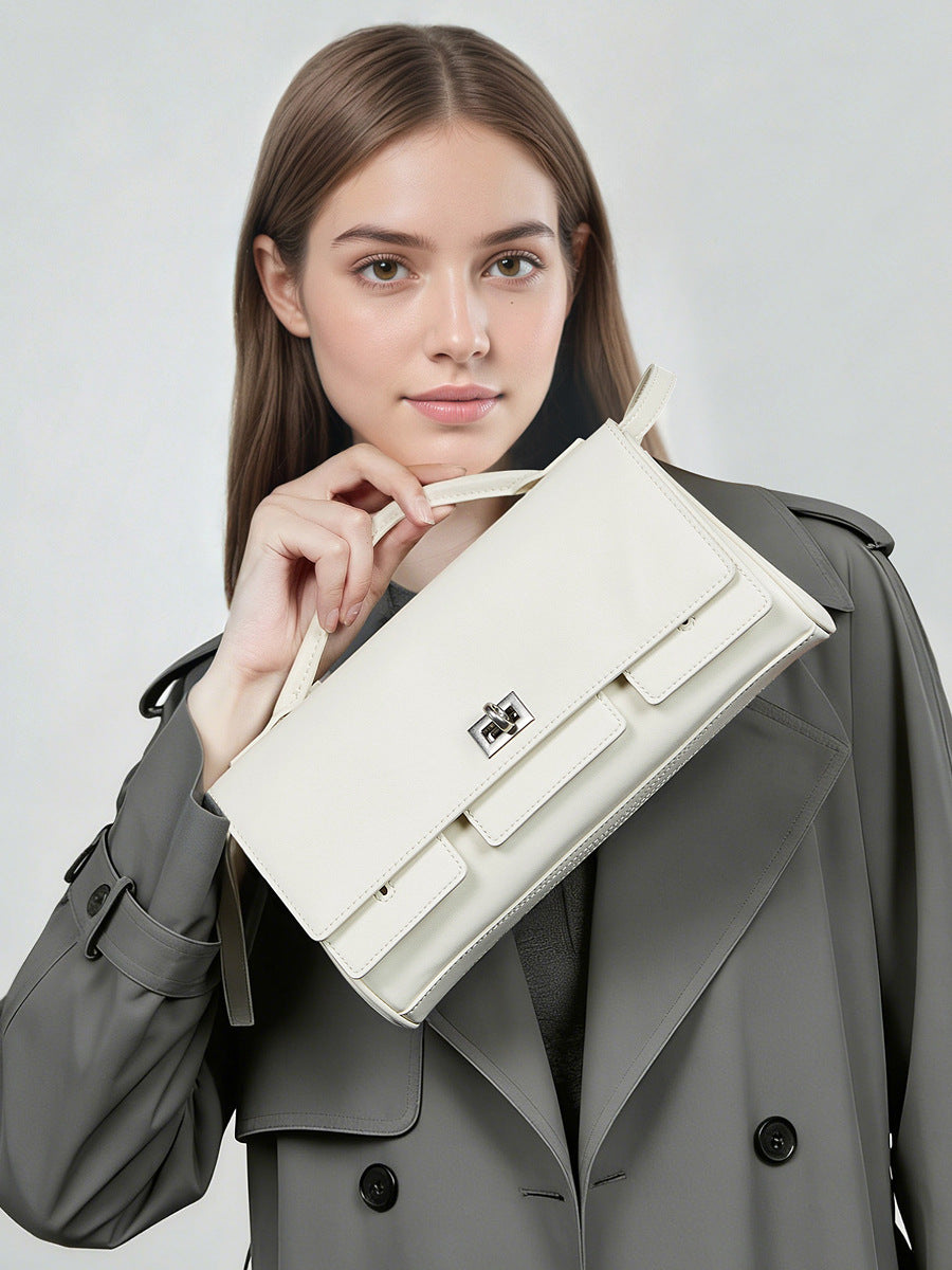 Women's Leather Small Square Handbag Shoulder Crossbody Bag-RAIIFY