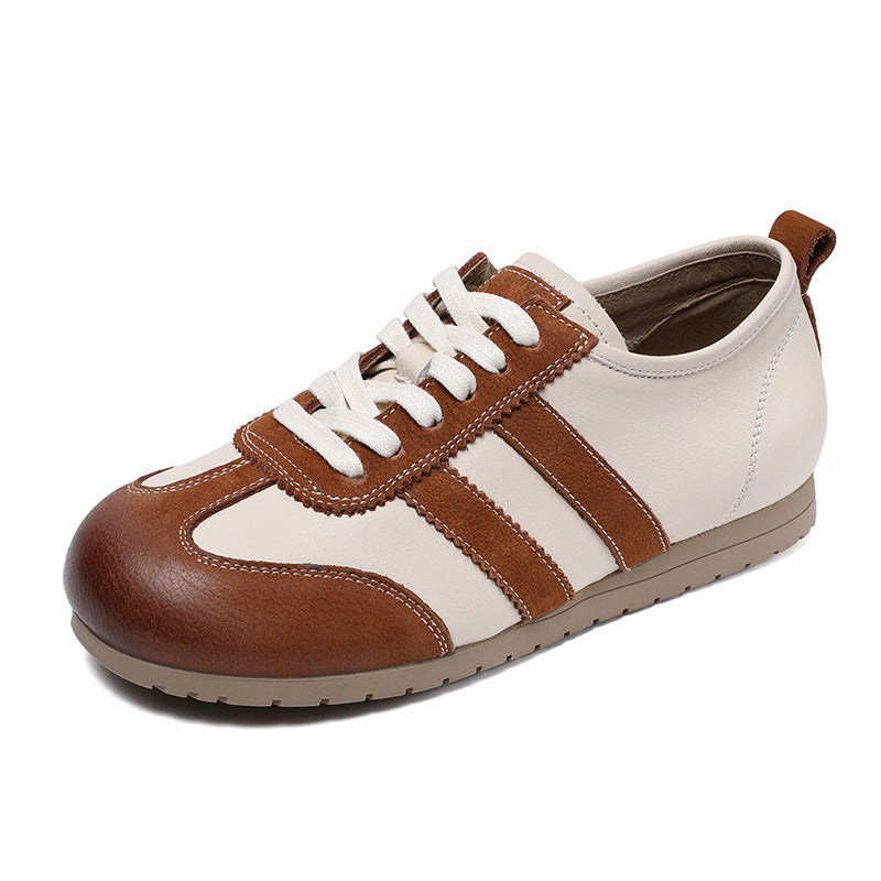 Women Soft Leather Training Flat Casual Shoes-RAIIFY