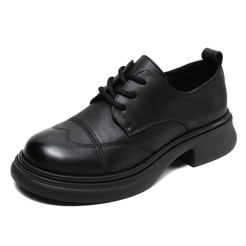 Women Retro Classic Leather Lace-up Loafers-RAIIFY