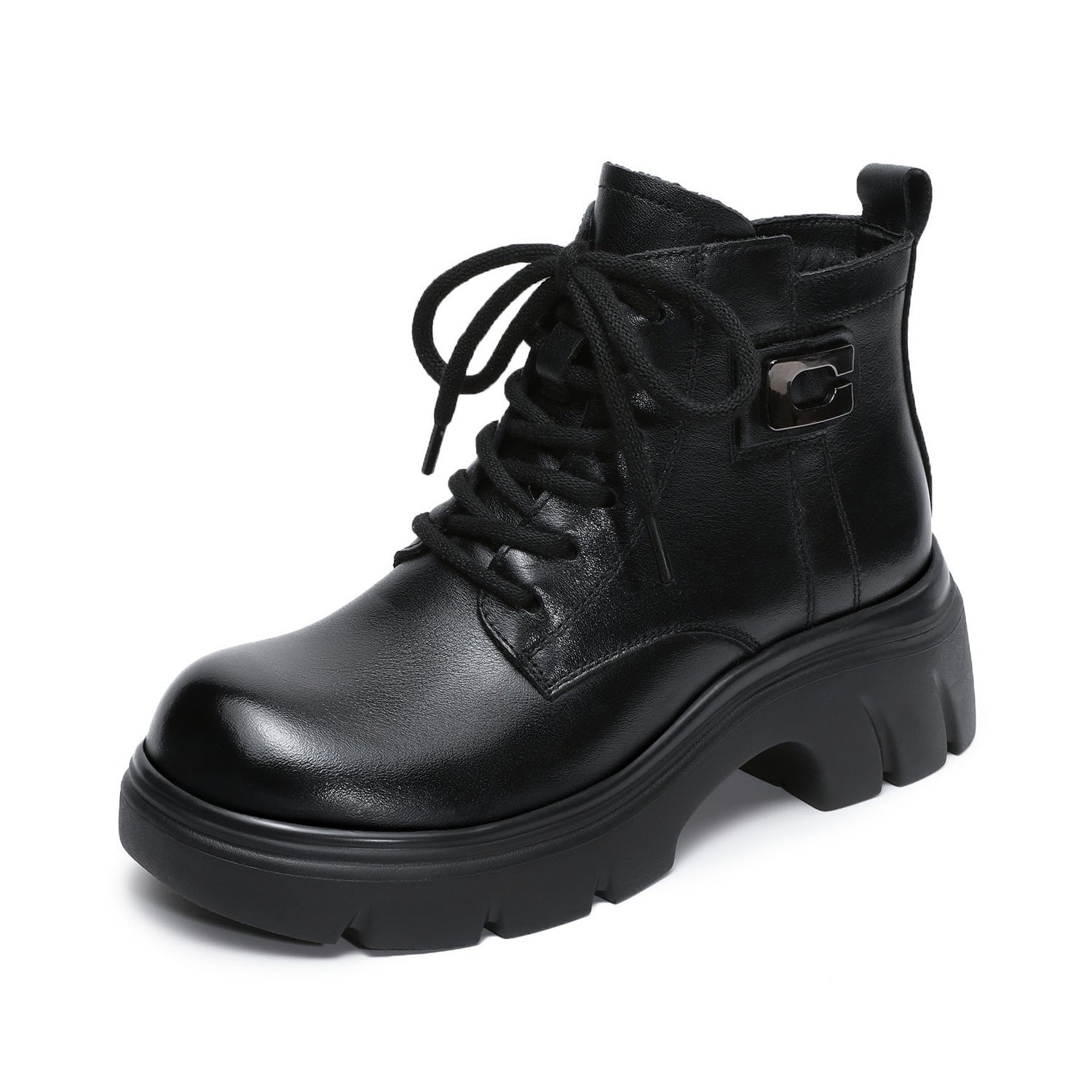 Women's Retro Leather Thick Soled Casual Ankle Boots-RAIIFY
