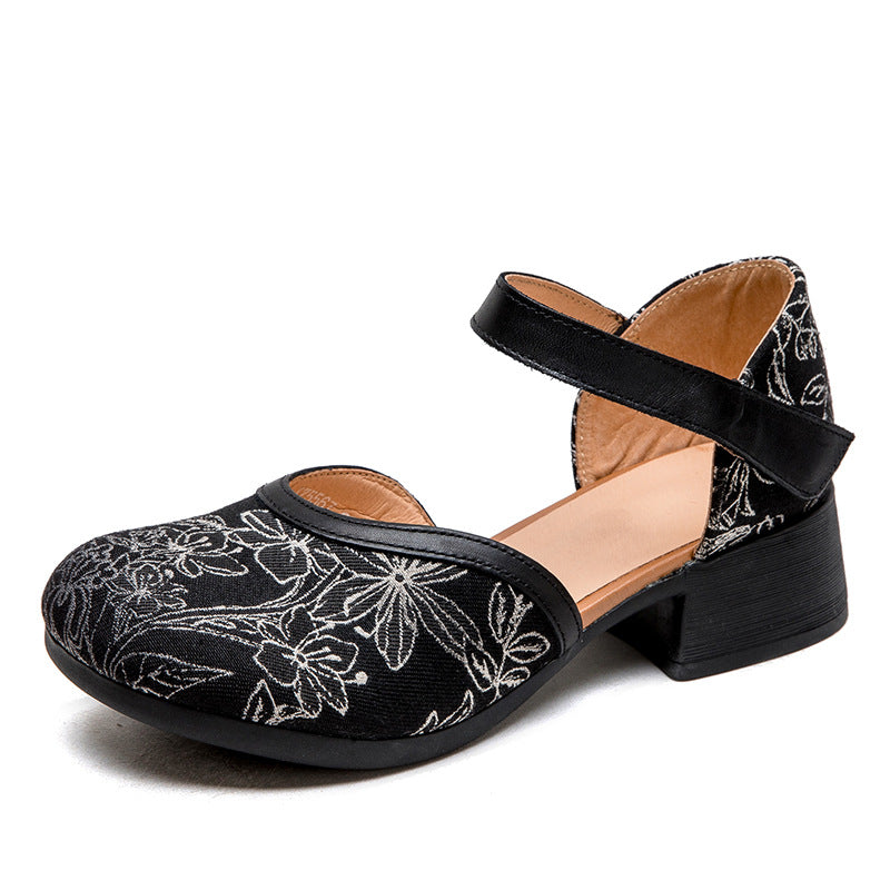 Women Retro Embroidery Comfort Leather Sandals-RAIIFY