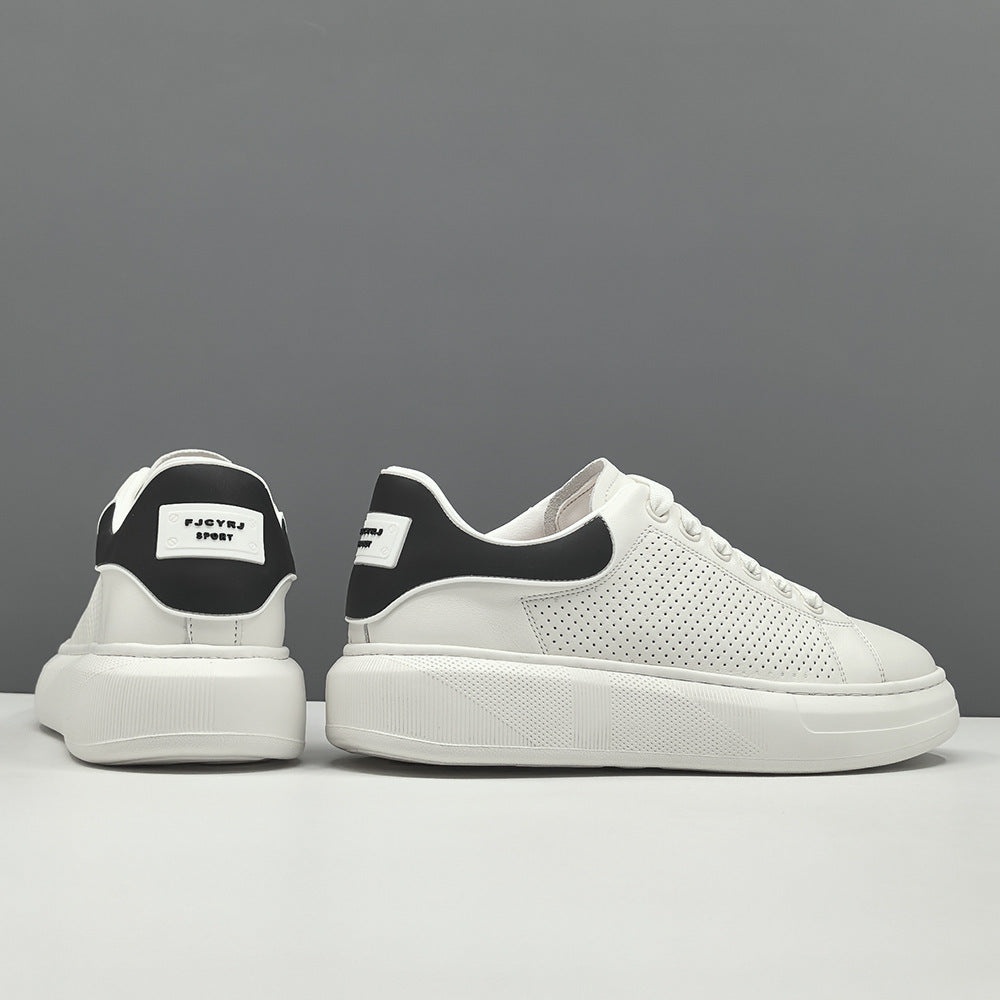 Men's Fashion Breathable Leather Flat Court Sneakers-RAIIFY
