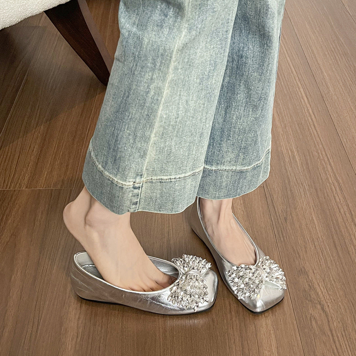 Women's Soft Comfortable Crystal Fashion Flats-RAIIFY