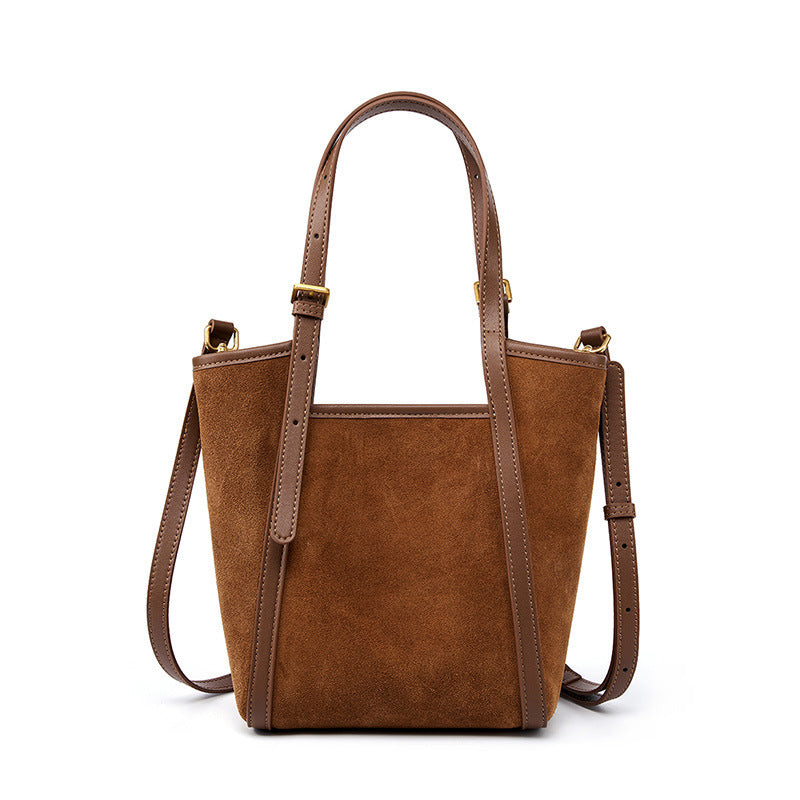 Women's Genuine Leather Suede Tote Shoulder Handbag-RAIIFY