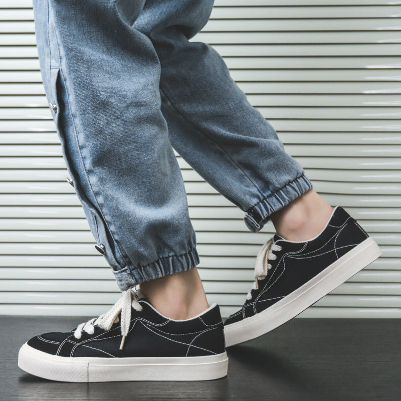 Men Minimalism Solid Canvas Flat Casual Skate Shoes-RAIIFY